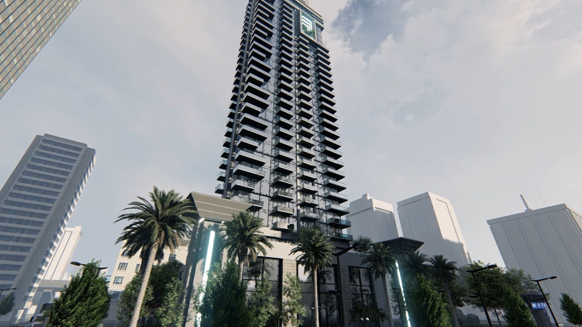 Azure Tower Exterior Design 3D model_4