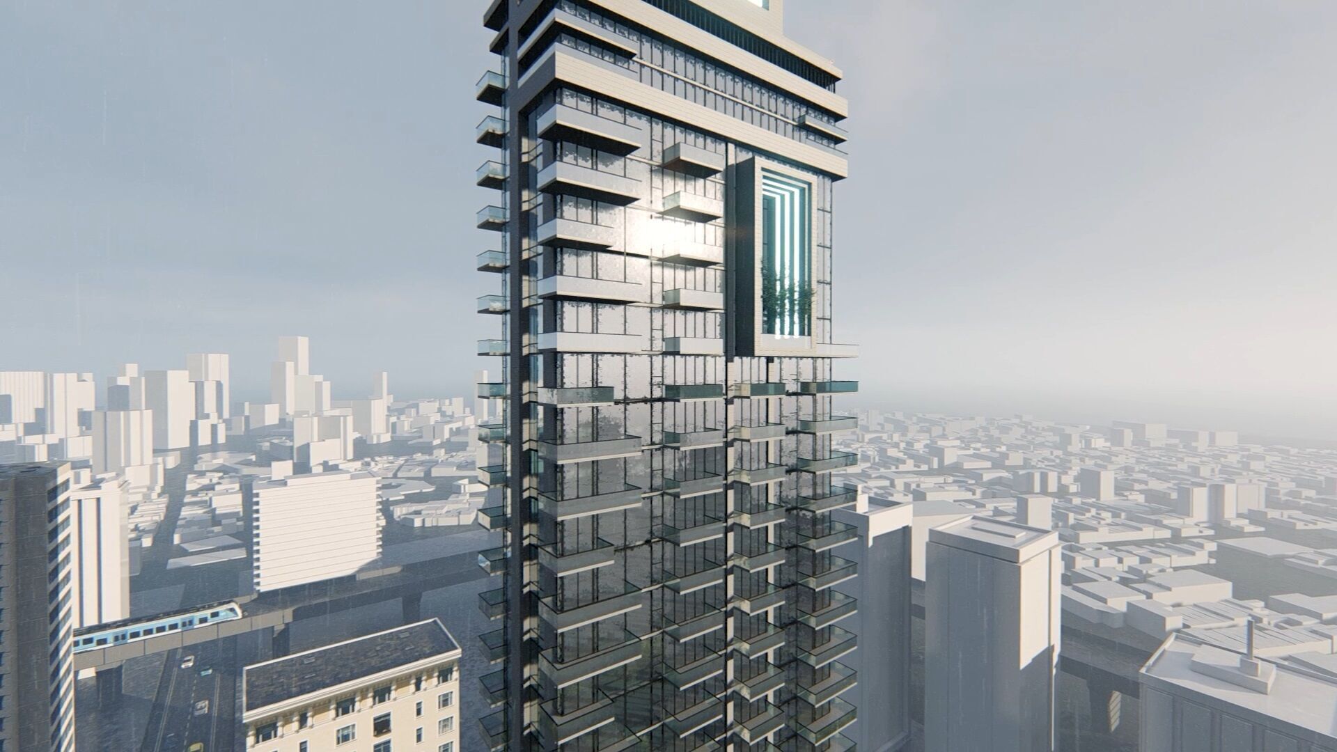 Azure Tower Exterior Design 3D model_7