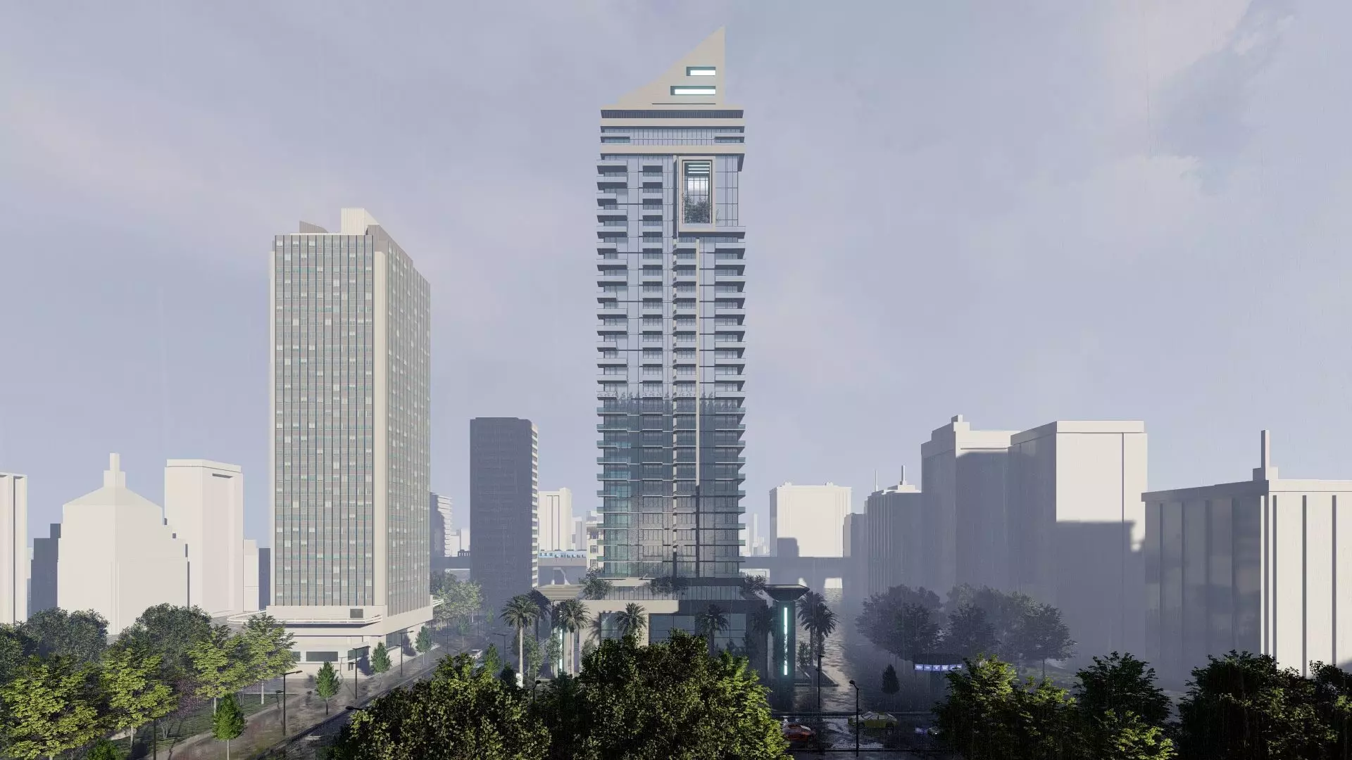 Azure Tower Exterior Design 3D model_22