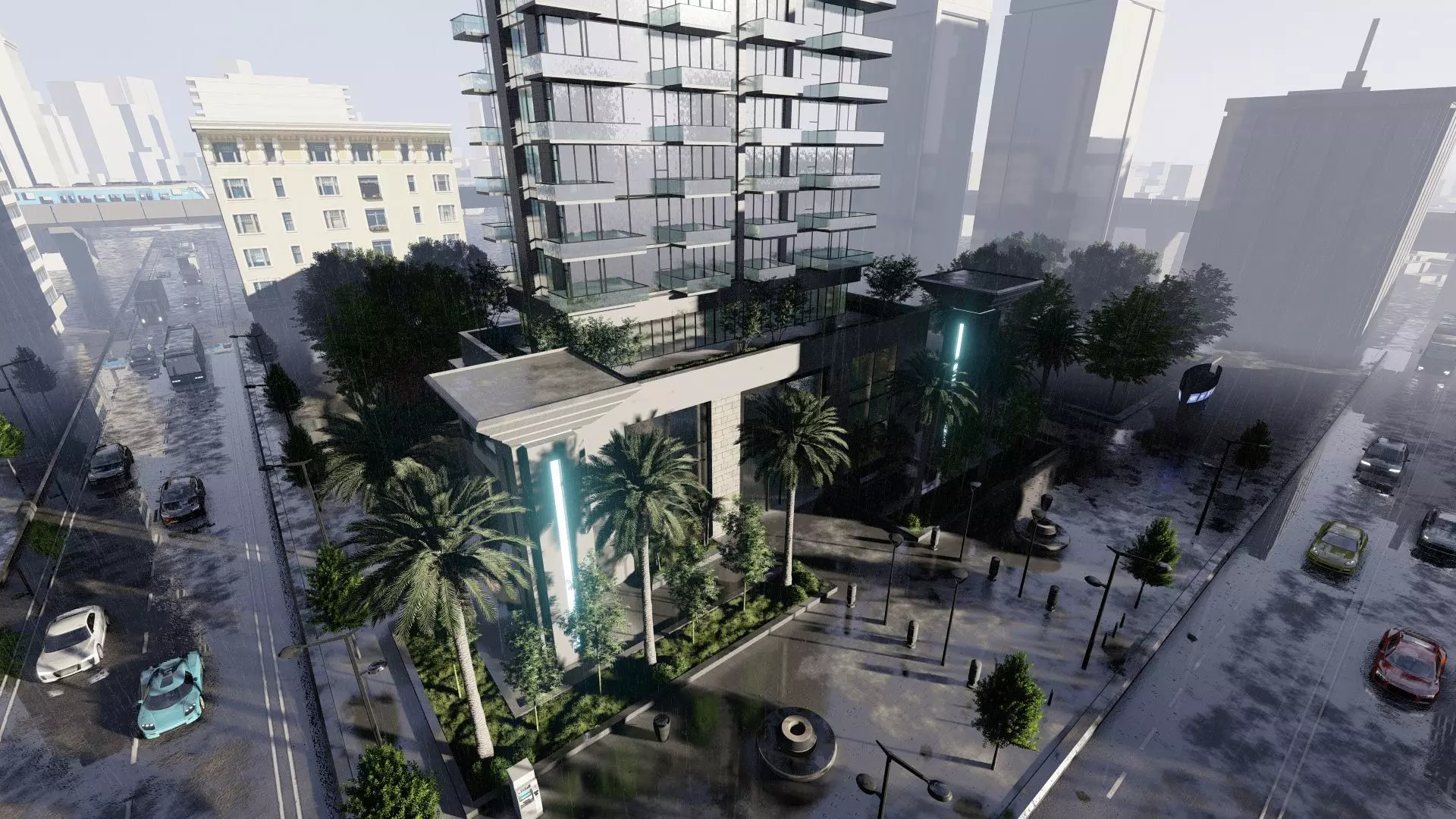 Azure Tower Exterior Design 3D model_12