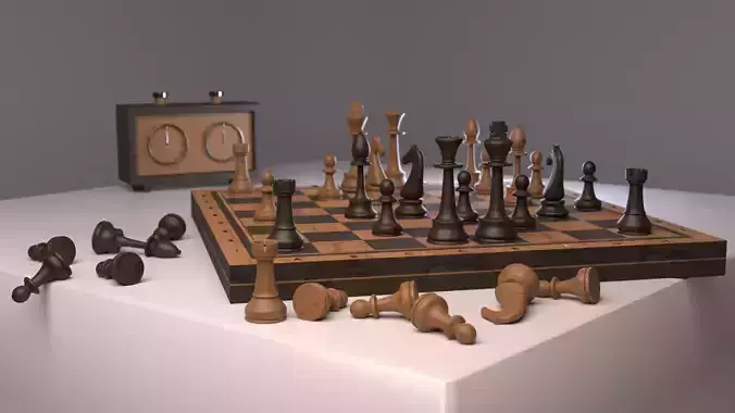 Wood chess Free low-poly 3D model
