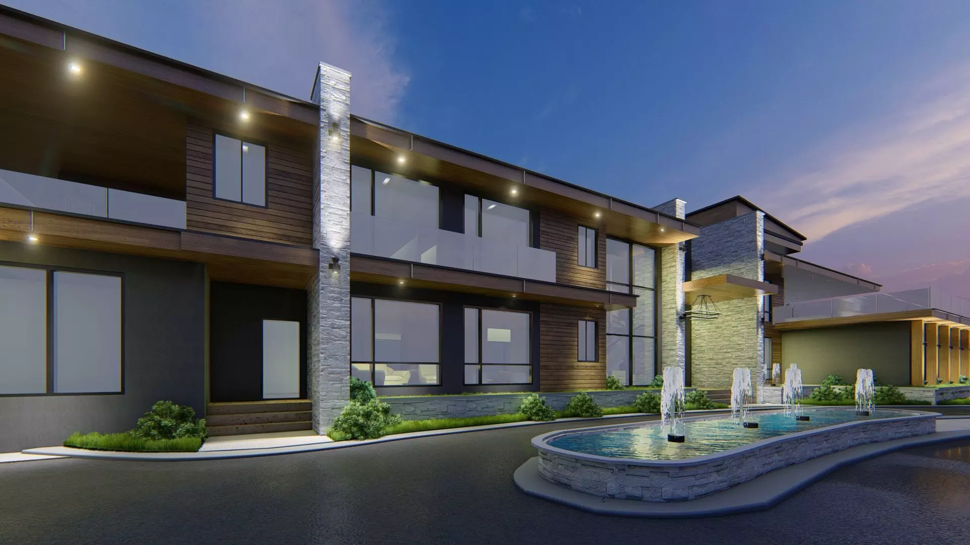 Winter Villa Exterior Design 3D model_6