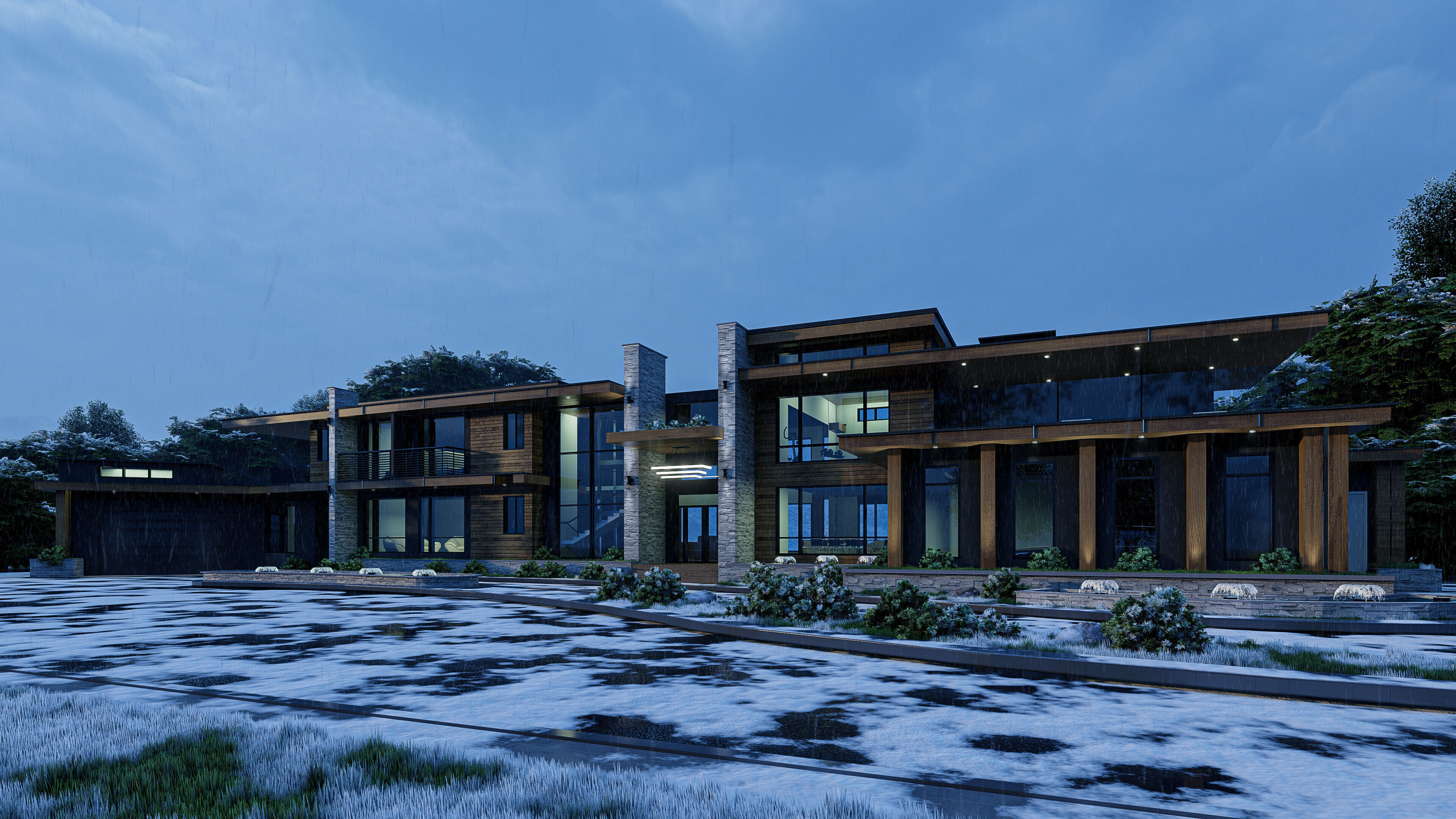 Winter Villa Exterior Design 3D model_2