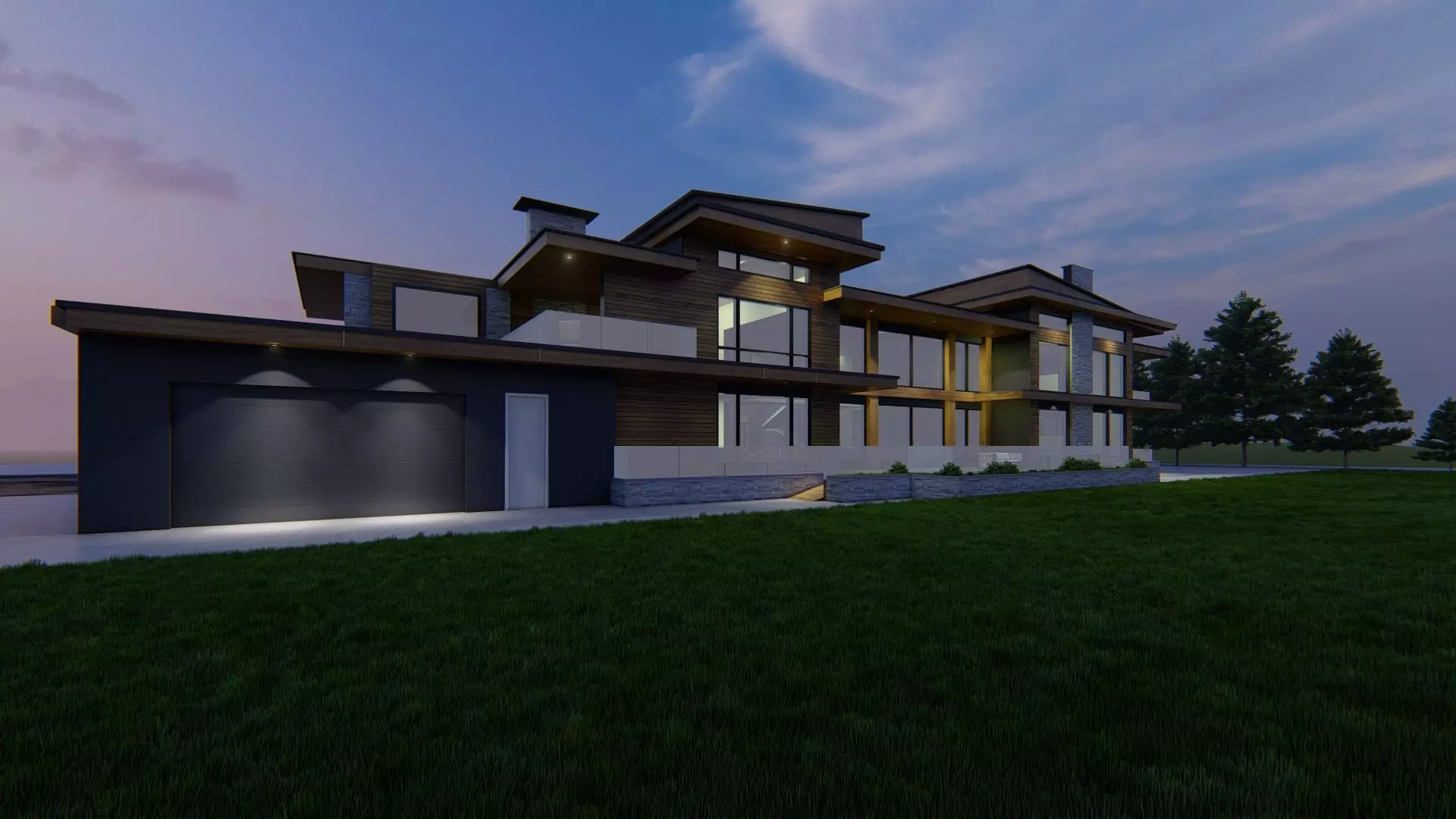 Winter Villa Exterior Design 3D model_15