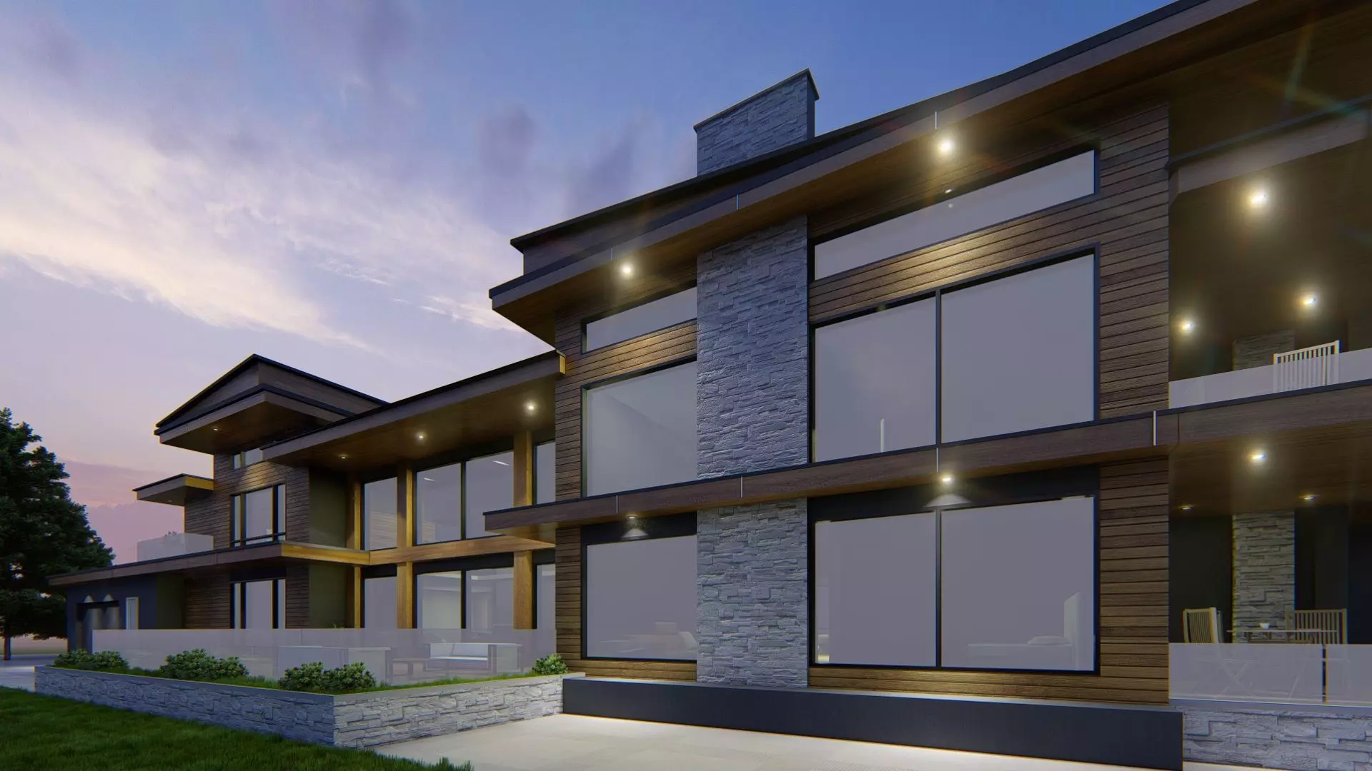 Winter Villa Exterior Design 3D model_9