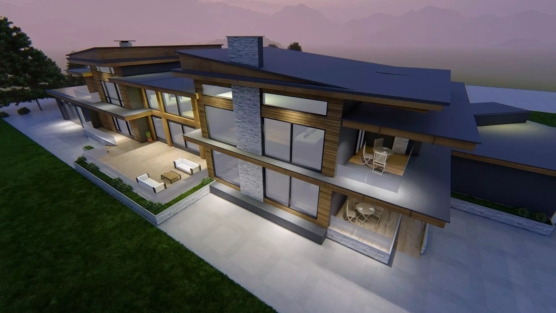 Winter Villa Exterior Design 3D model_17