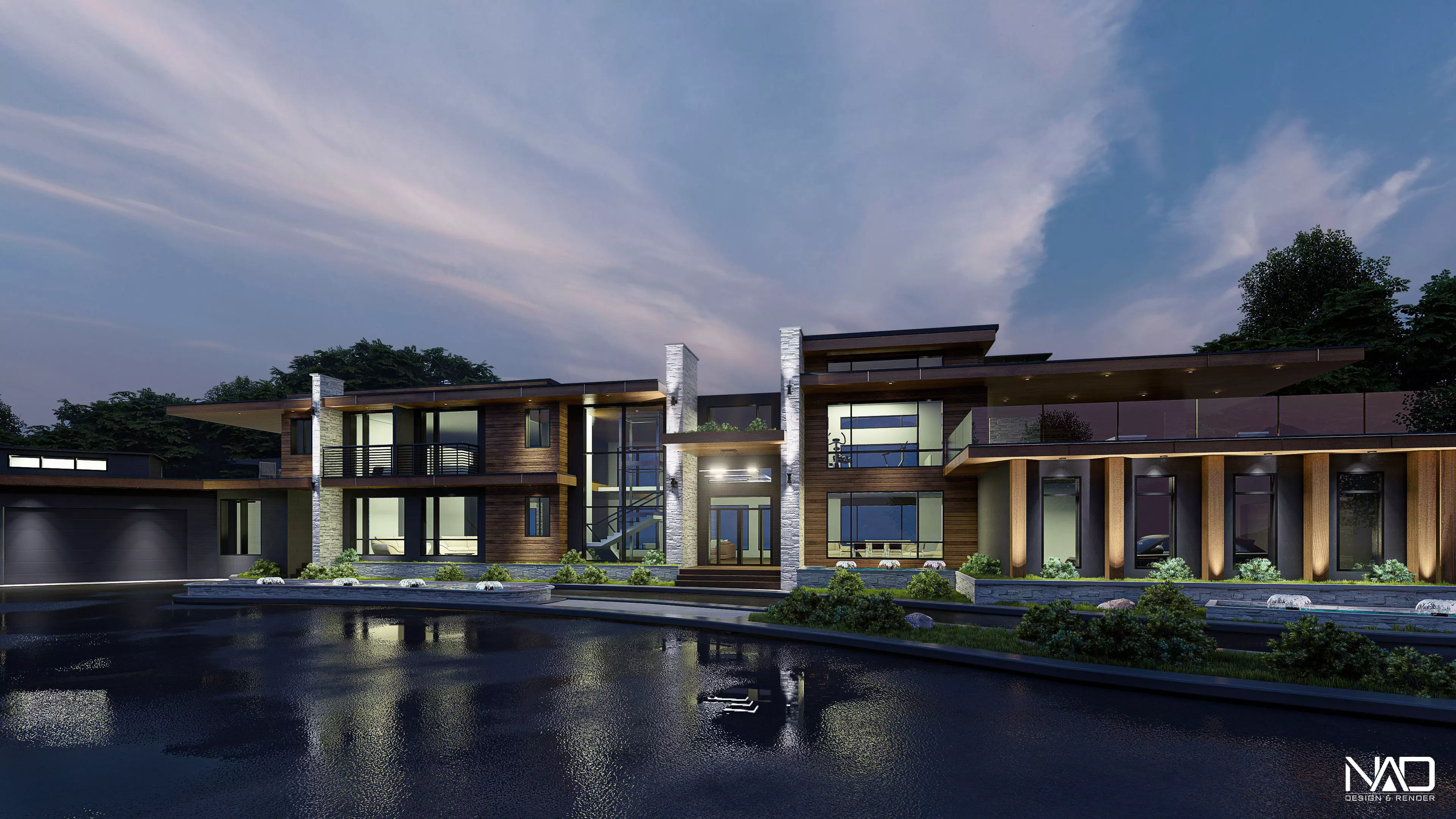 Winter Villa Exterior Design 3D model_0