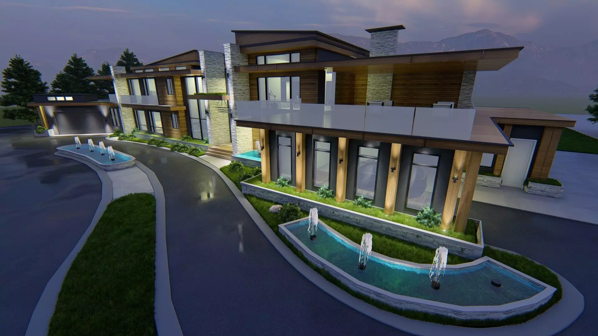 Winter Villa Exterior Design 3D model_14