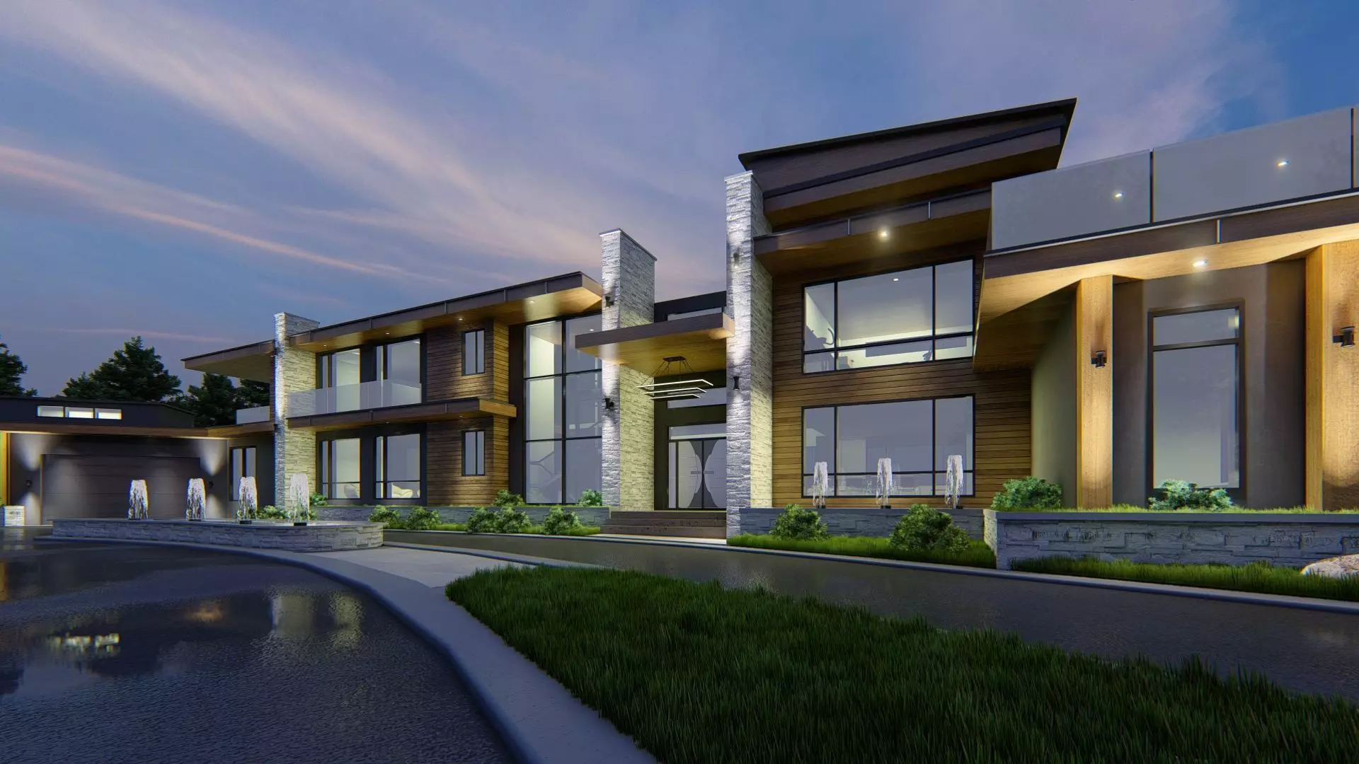 Winter Villa Exterior Design 3D model_13