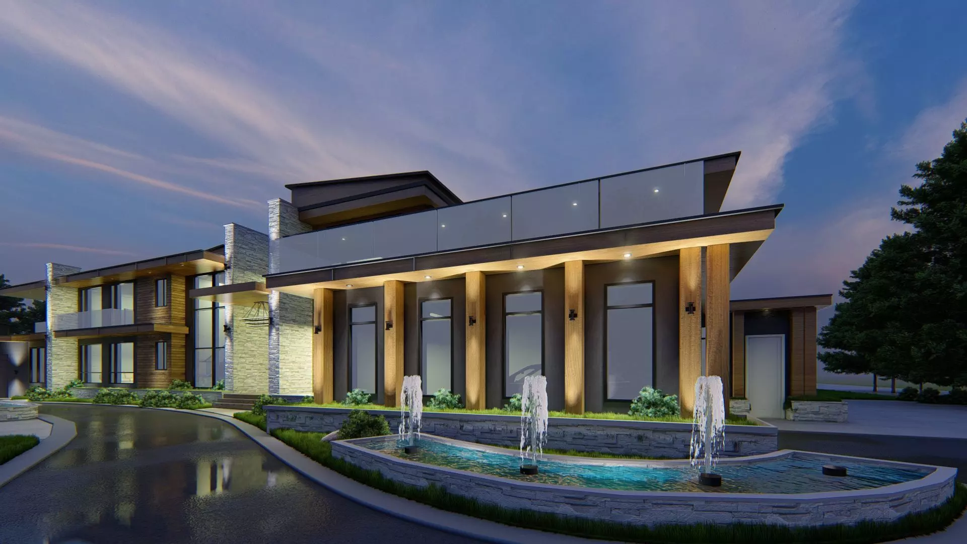 Winter Villa Exterior Design 3D model_16