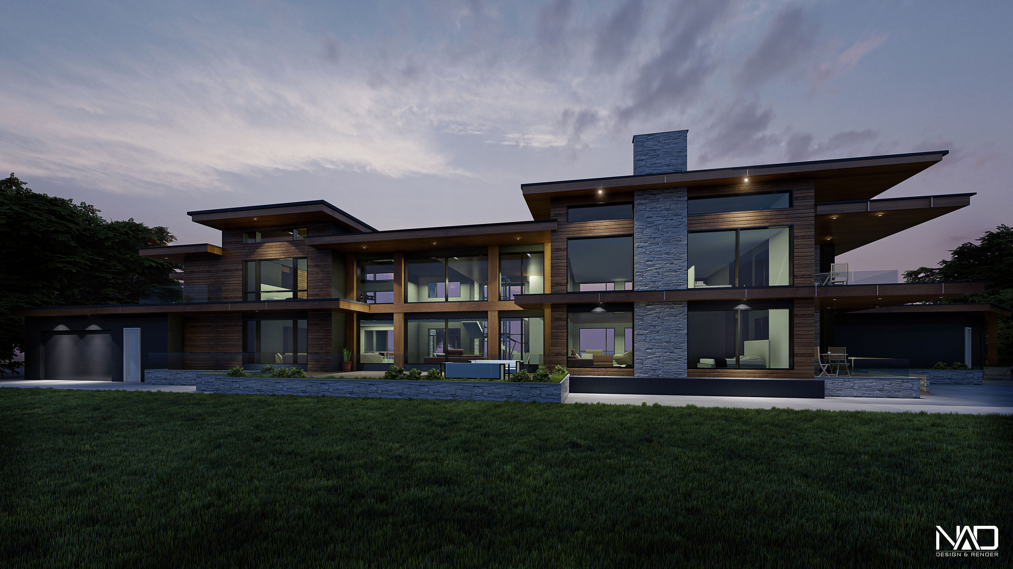 Winter Villa Exterior Design 3D model_1