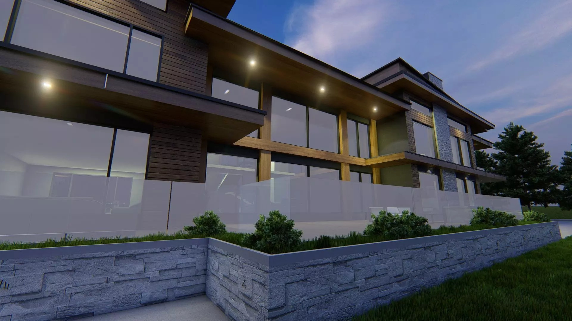 Winter Villa Exterior Design 3D model_12