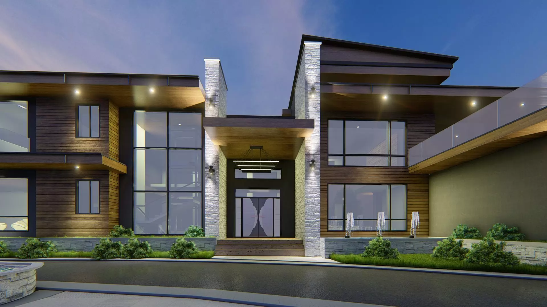 Winter Villa Exterior Design 3D model_7