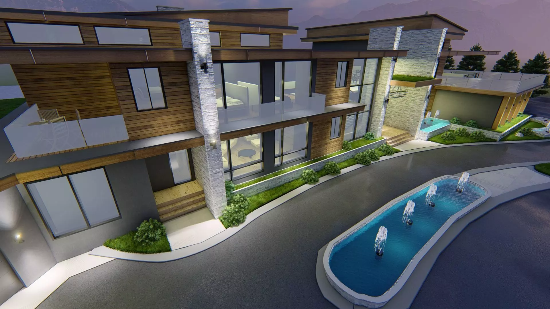 Winter Villa Exterior Design 3D model_20