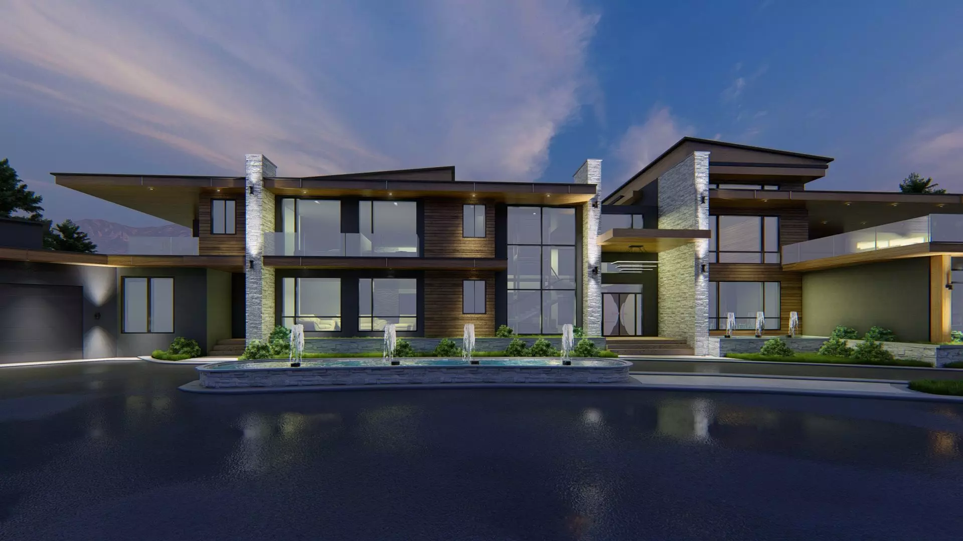 Winter Villa Exterior Design 3D model_10