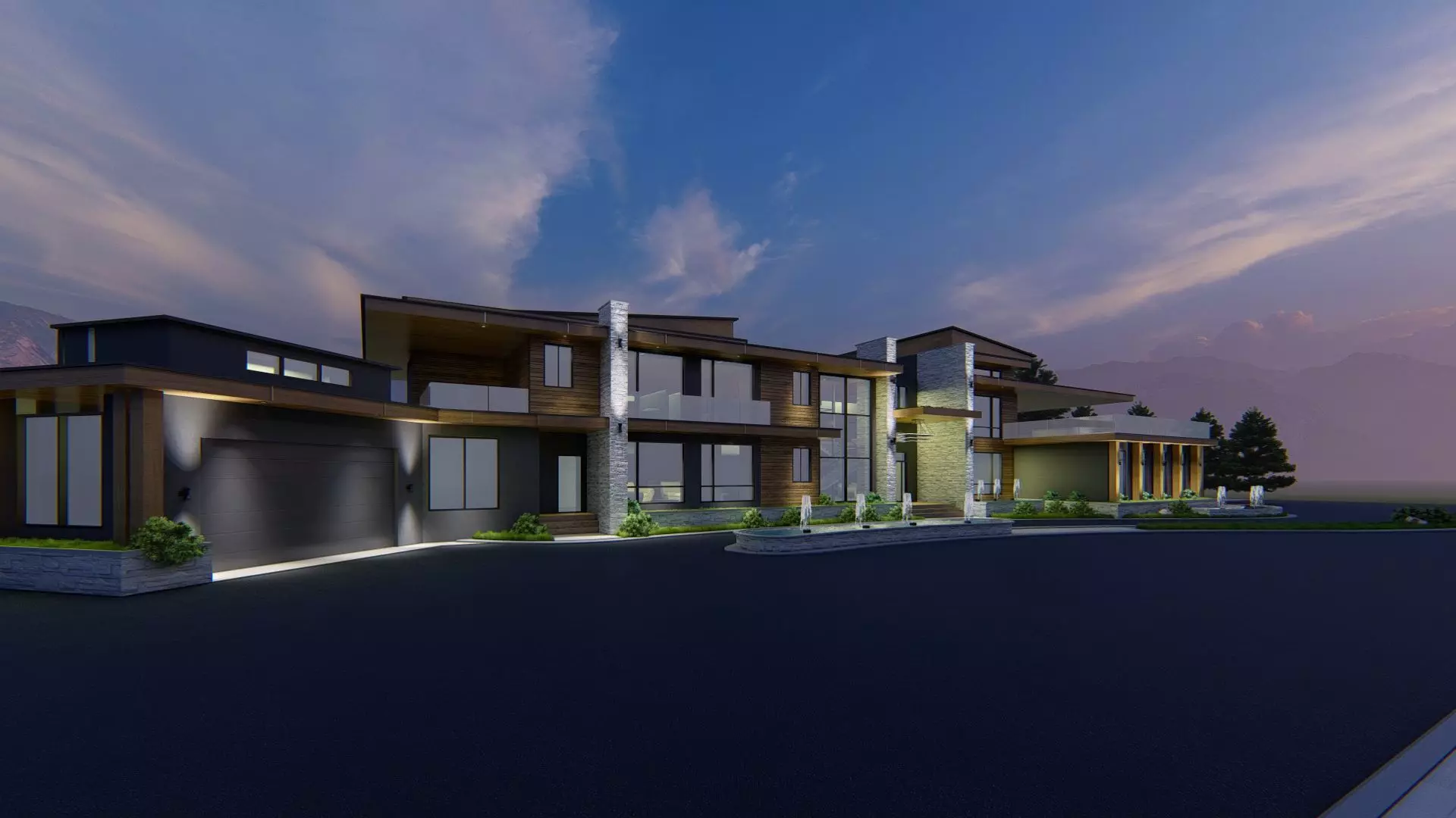 Winter Villa Exterior Design 3D model_8