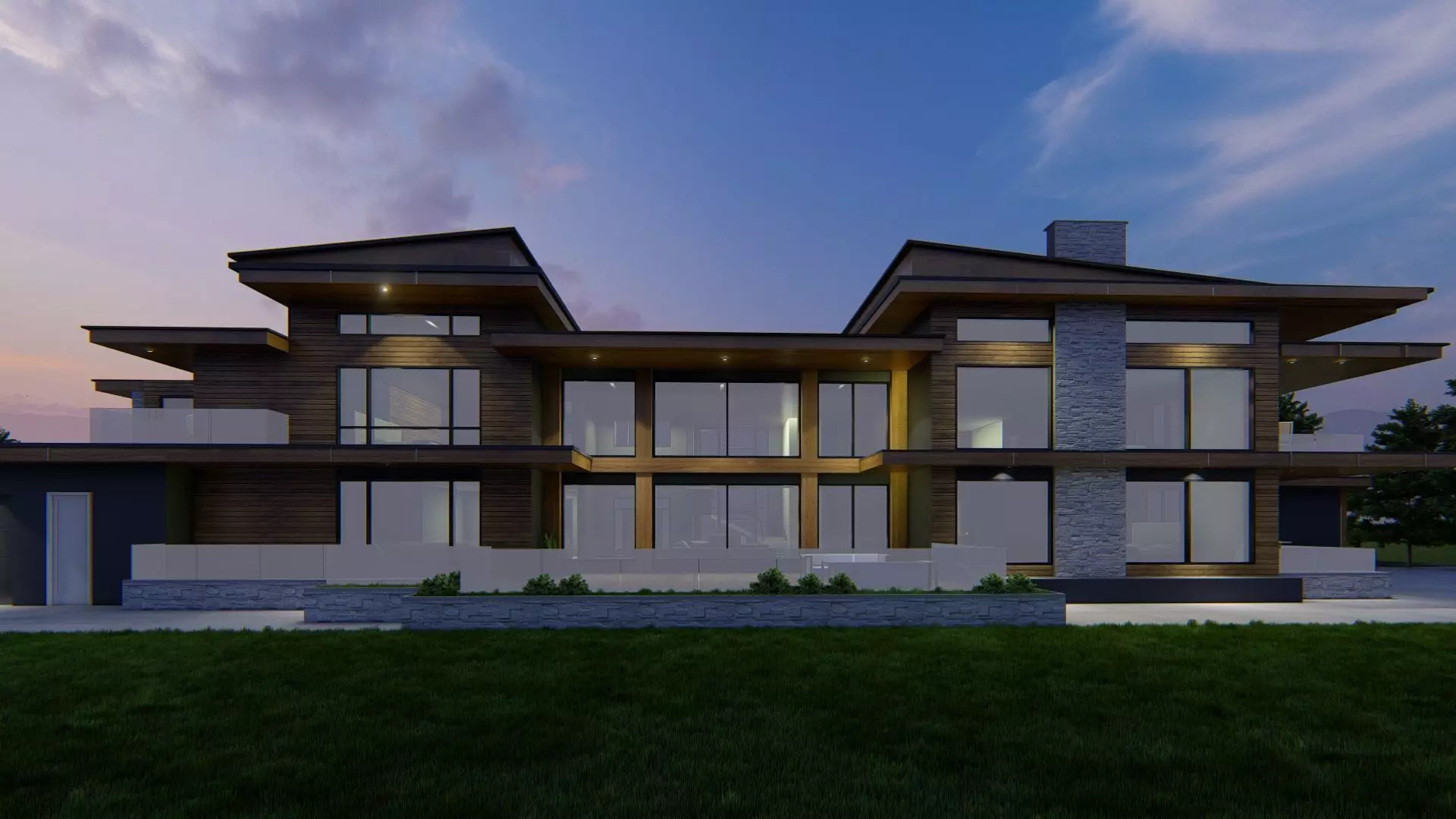 Winter Villa Exterior Design 3D model_11