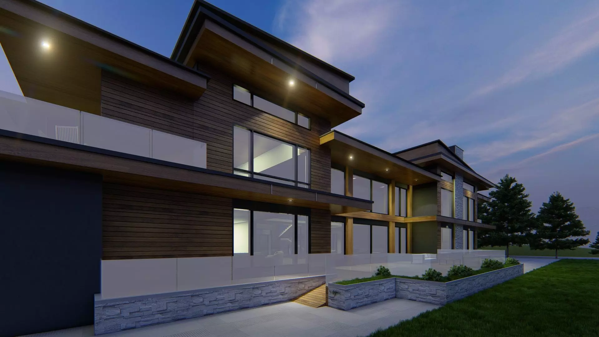 Winter Villa Exterior Design 3D model_5