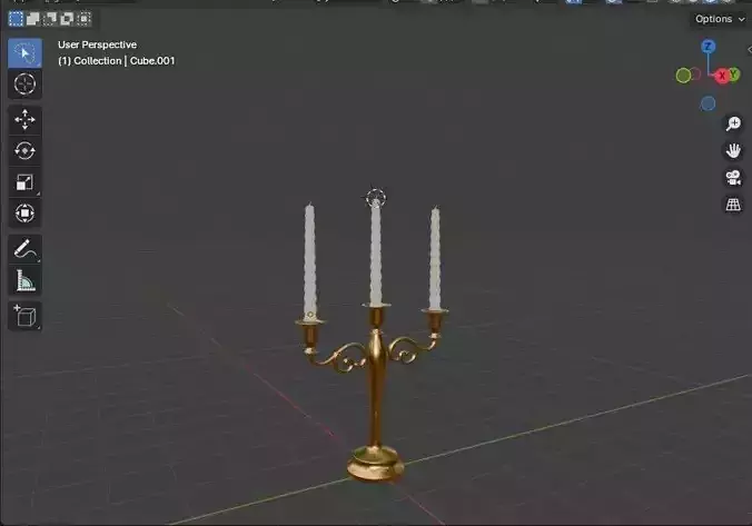 Elegant Golden Candlestick with Adjustable Arms - 3D Model