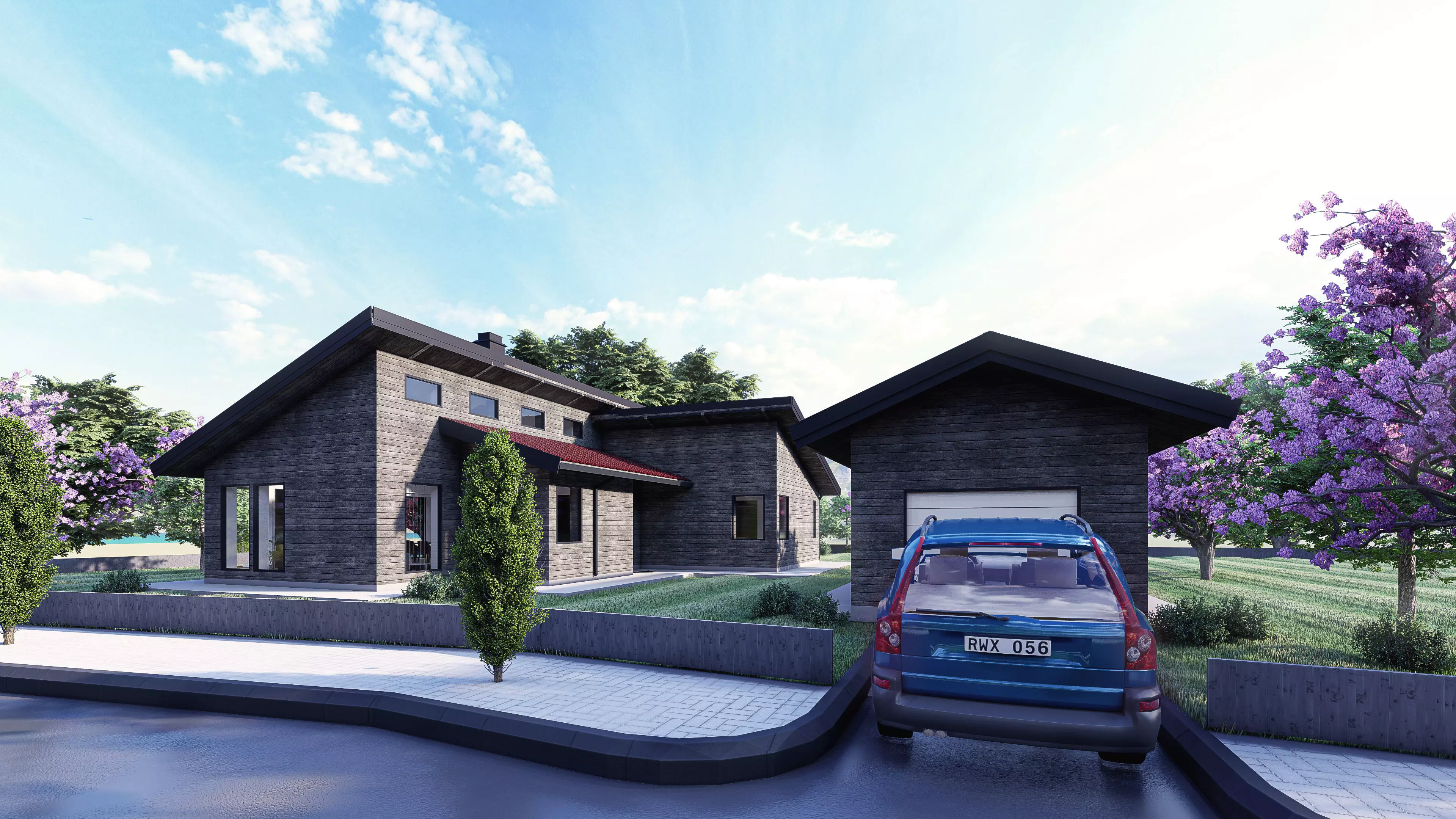 Simple House Exterior and Interior Design Free 3D model_4