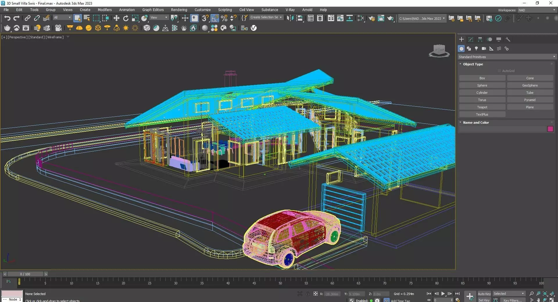 Simple House Exterior and Interior Design Free 3D model_8