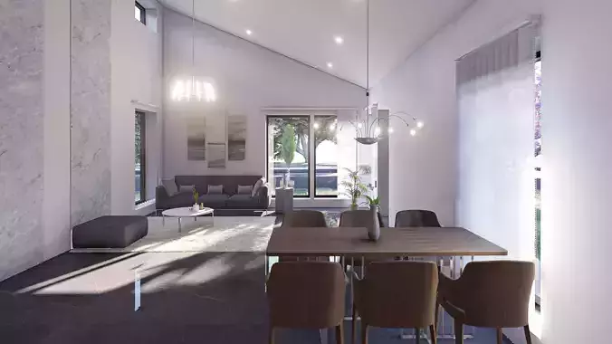 Simple House Exterior and Interior Design Free 3D model