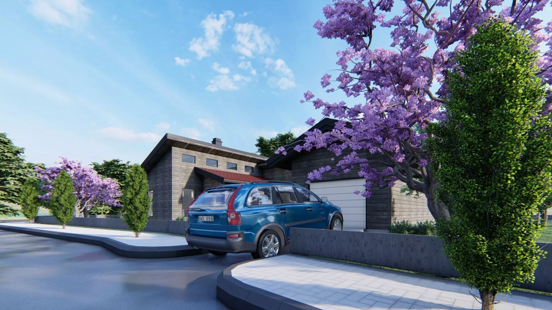 Simple House Exterior and Interior Design Free 3D model_12