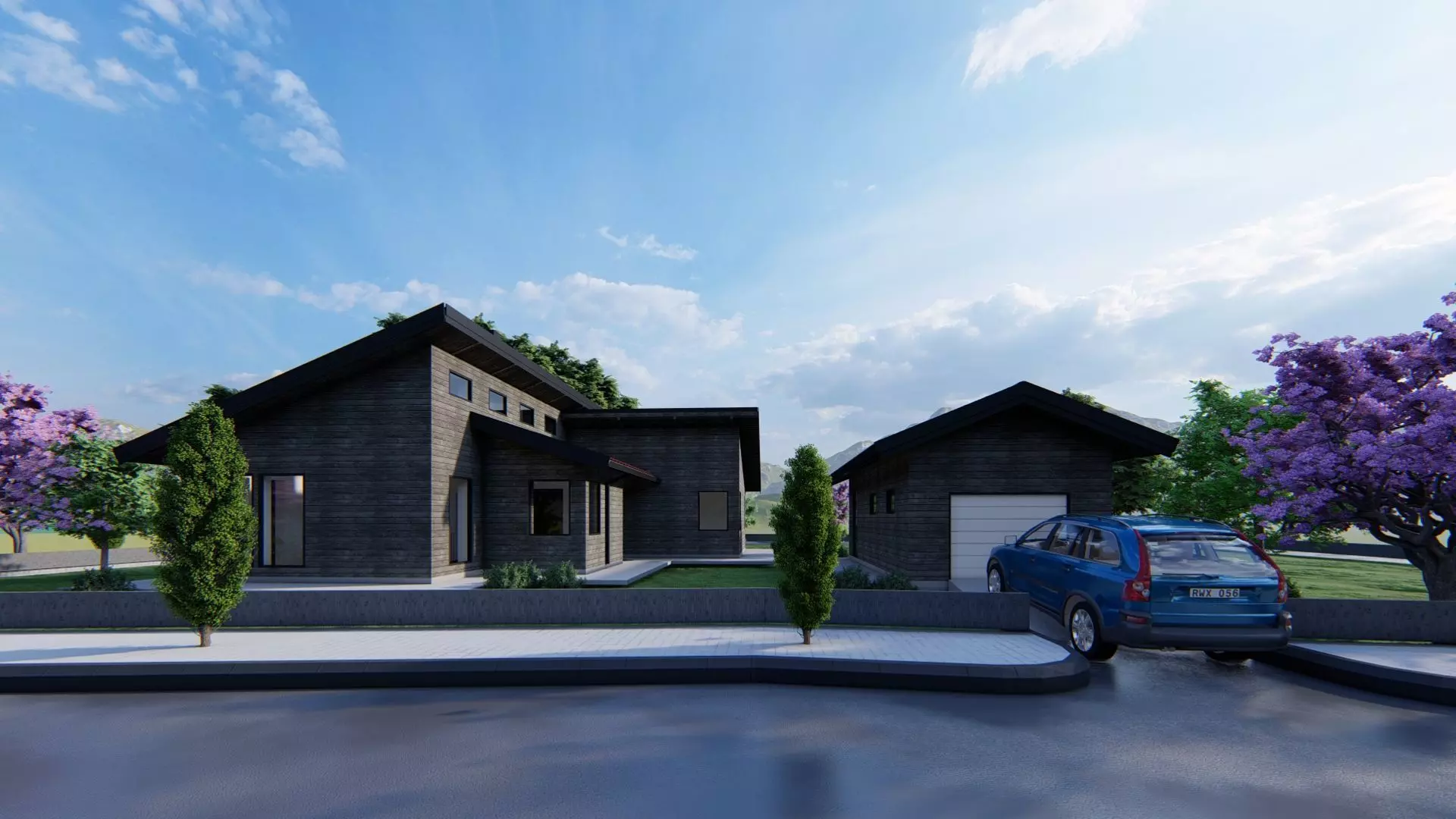 Simple House Exterior and Interior Design Free 3D model_10