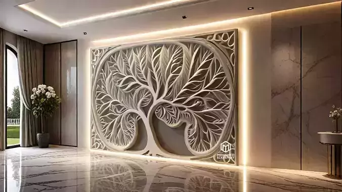 modern panel wall decor set relief stl mural CNC 300