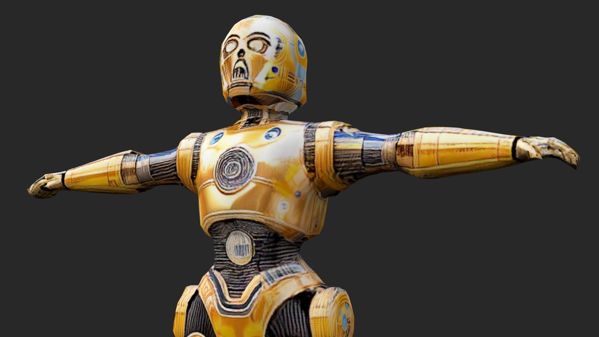 Robot C4po Low-poly 3D model_10