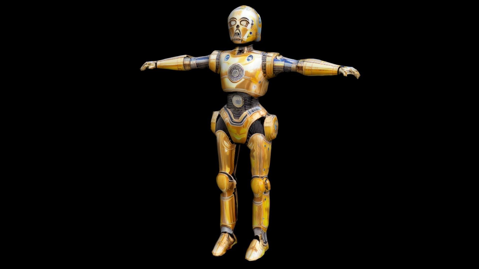 Robot C4po Low-poly 3D model_16