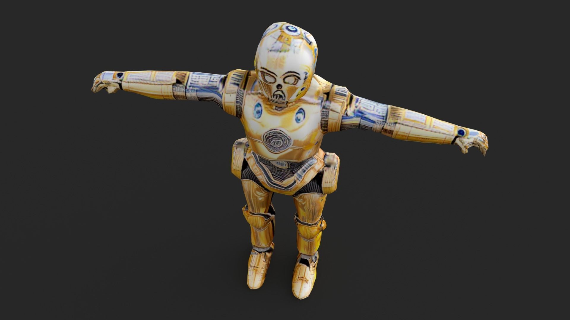 Robot C4po Low-poly 3D model_8