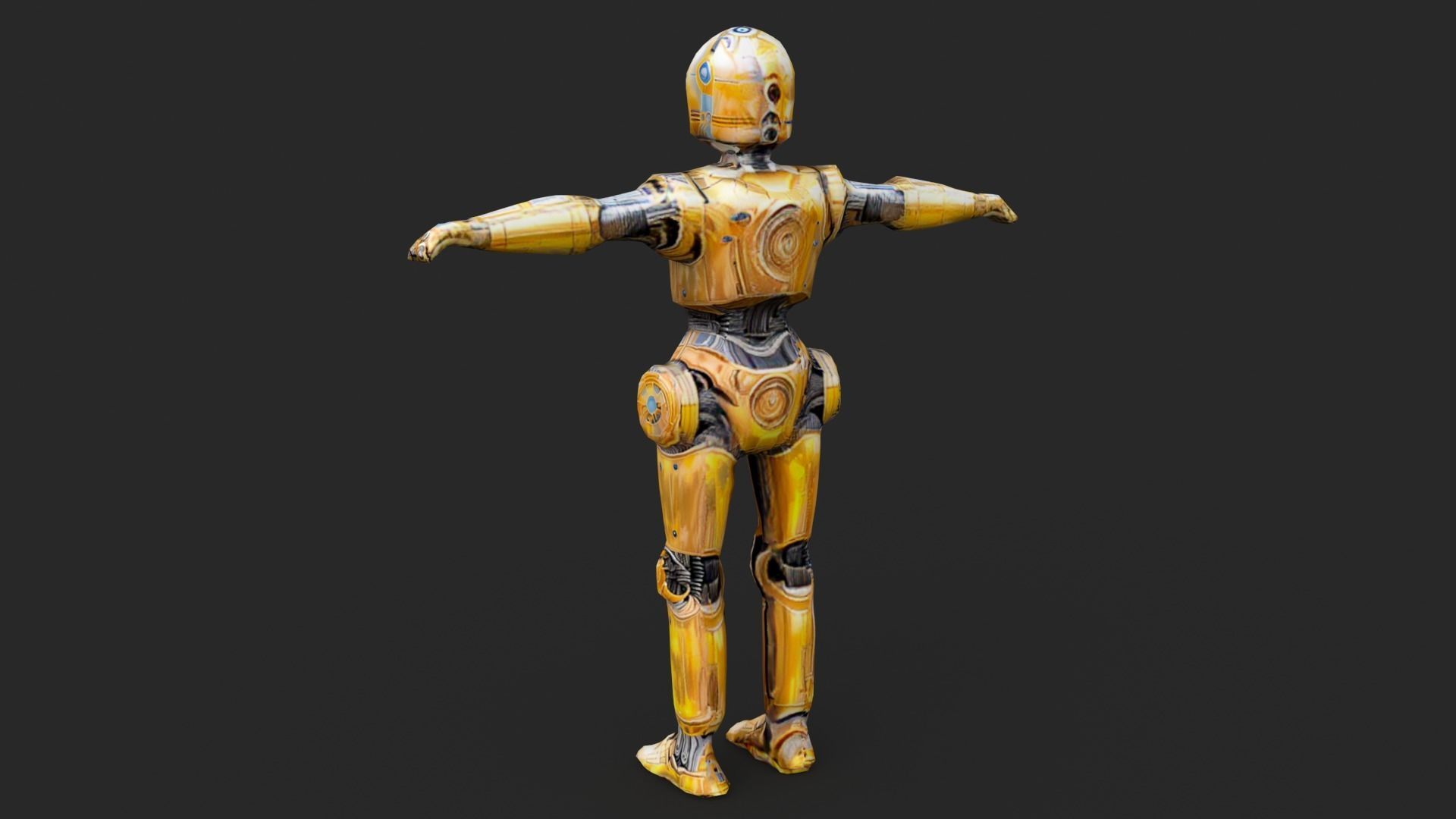 Robot C4po Low-poly 3D model_6