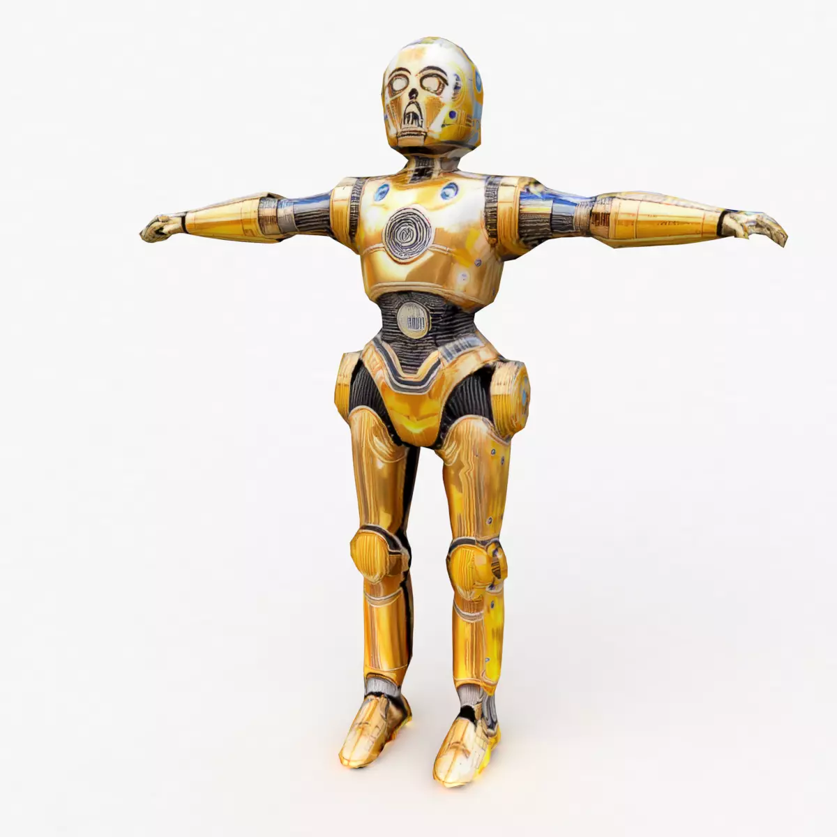 Robot C4po Low-poly 3D model_0