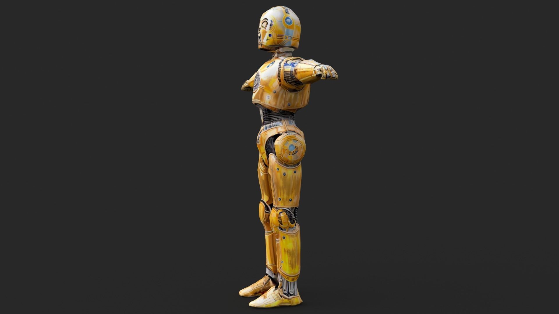 Robot C4po Low-poly 3D model_5