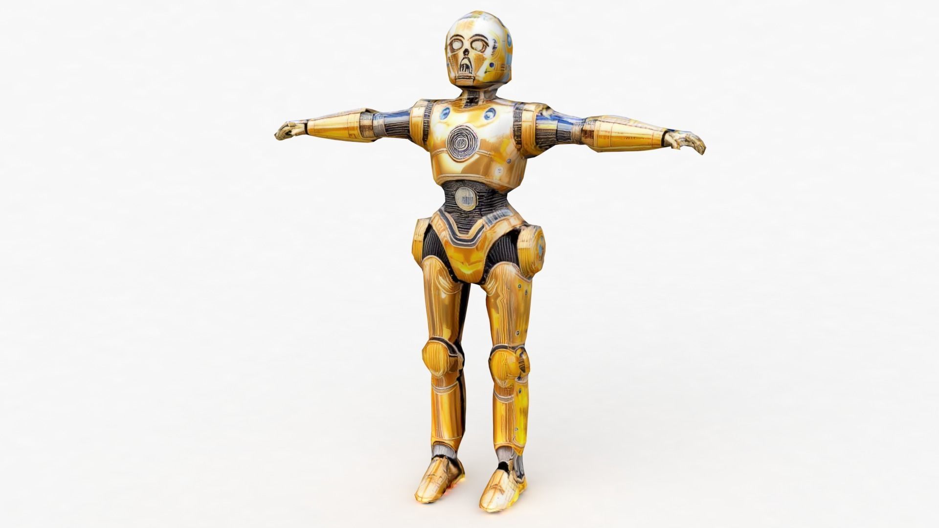 Robot C4po Low-poly 3D model_17