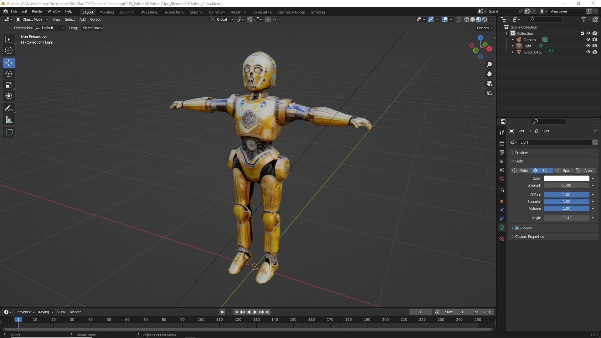 Robot C4po Low-poly 3D model_19