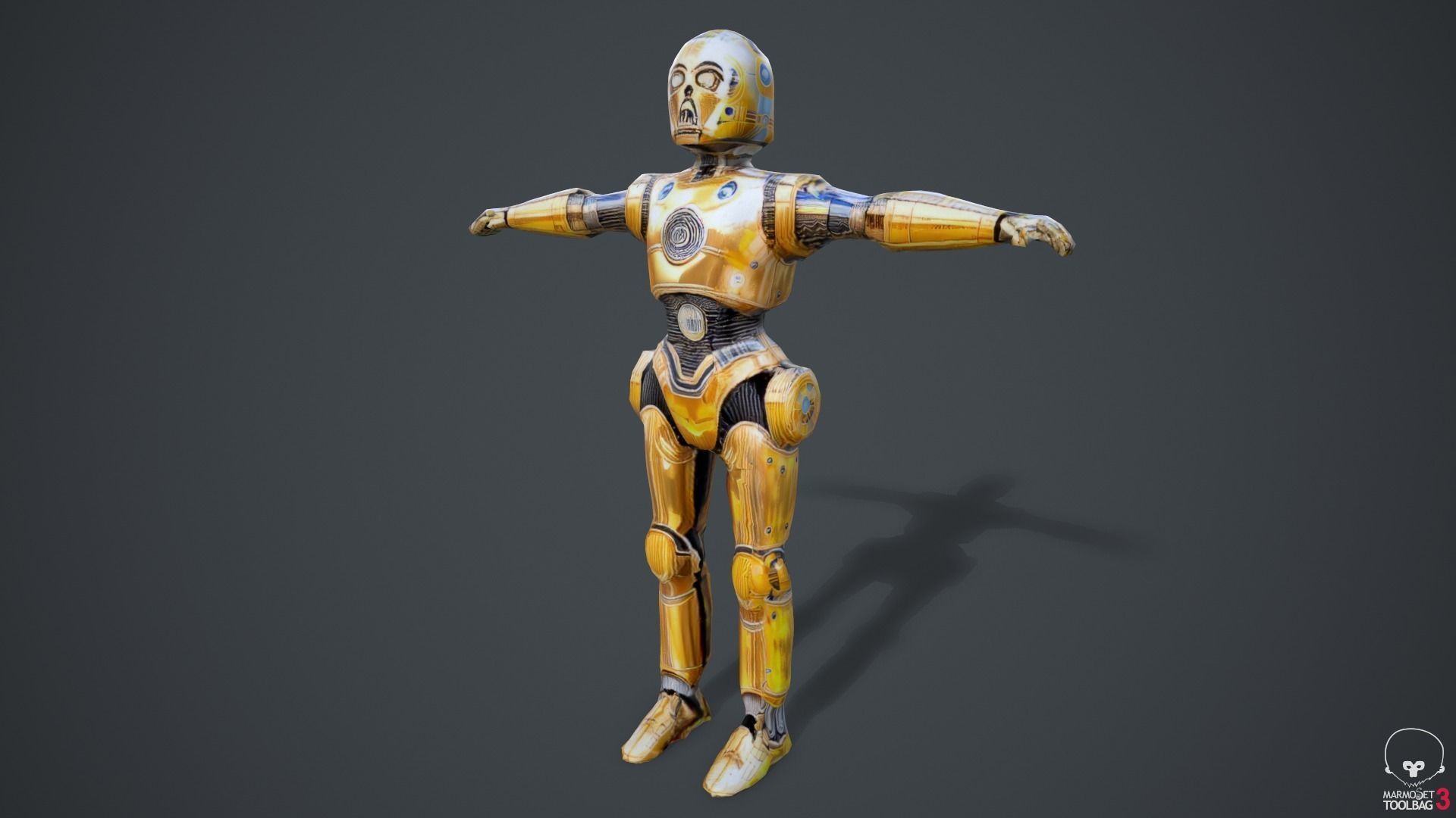 Robot C4po Low-poly 3D model_20