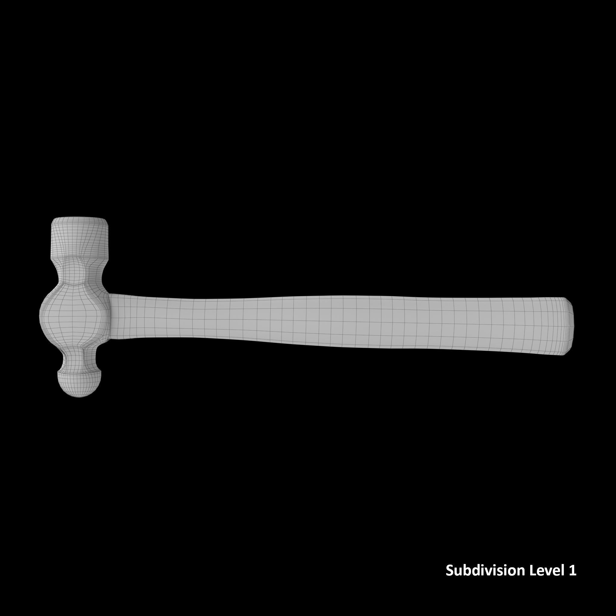 SO 16 Ounce Ballpen Hickory Hammer Low-poly 3D model_23