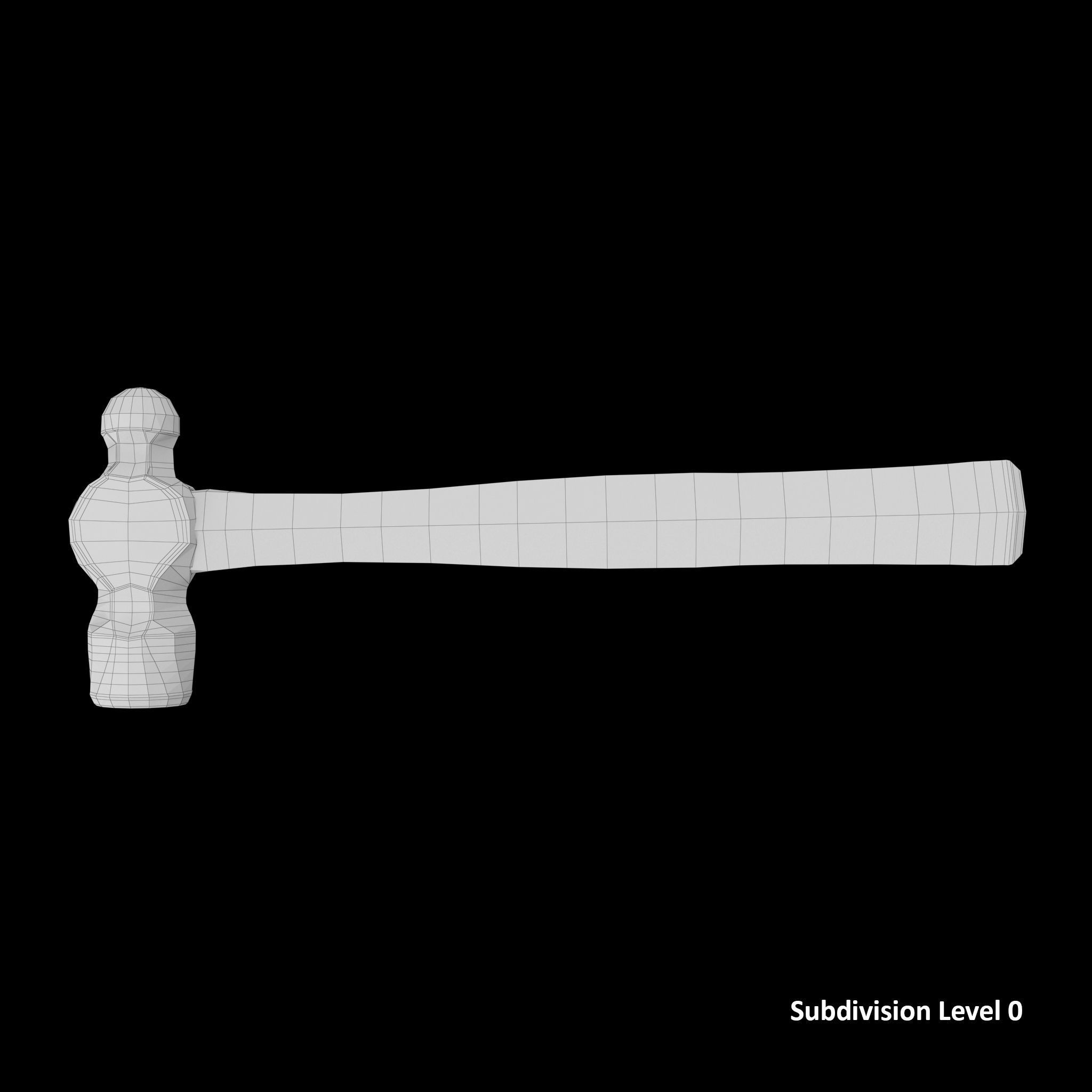 SO 16 Ounce Ballpen Hickory Hammer Low-poly 3D model_8