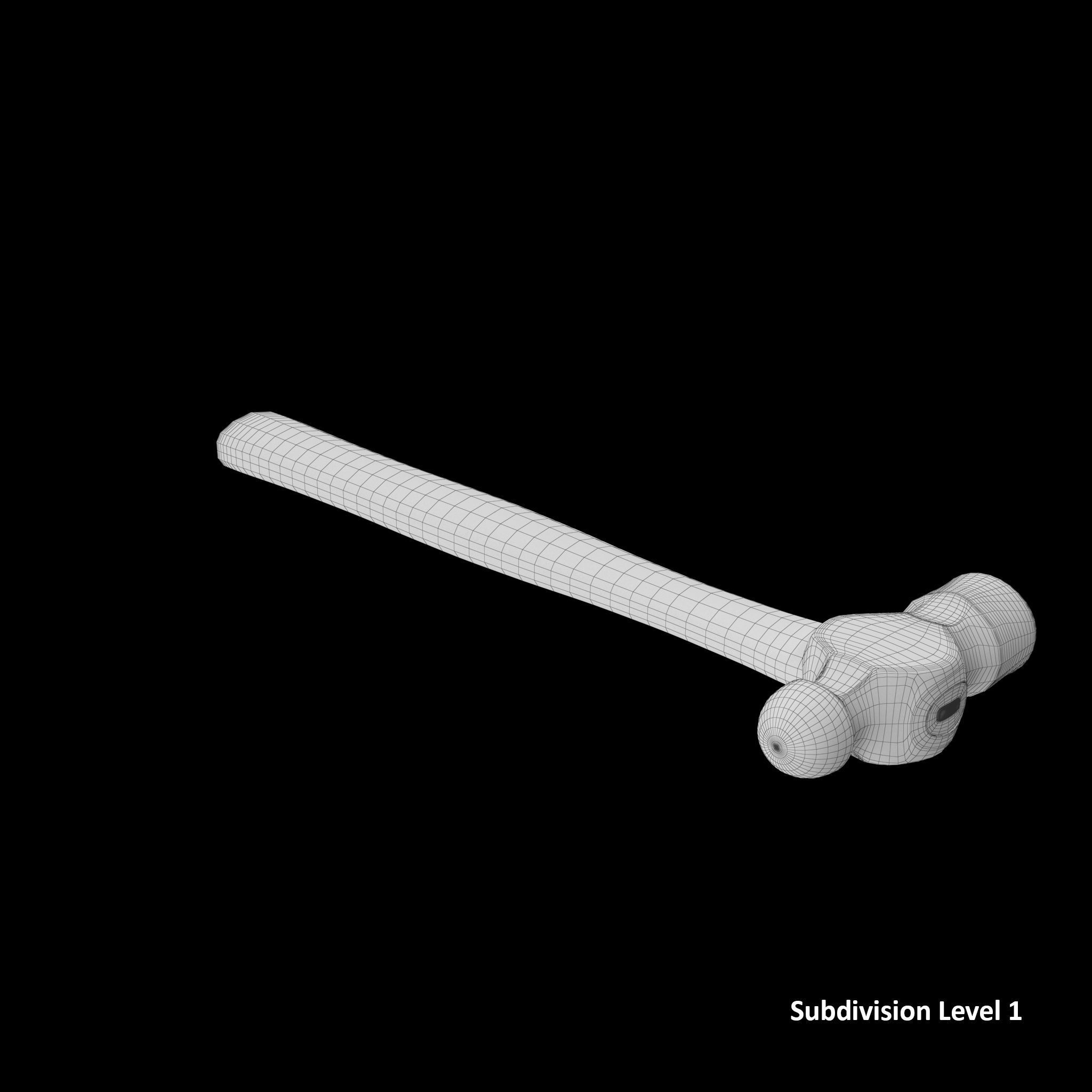 SO 16 Ounce Ballpen Hickory Hammer Low-poly 3D model_13