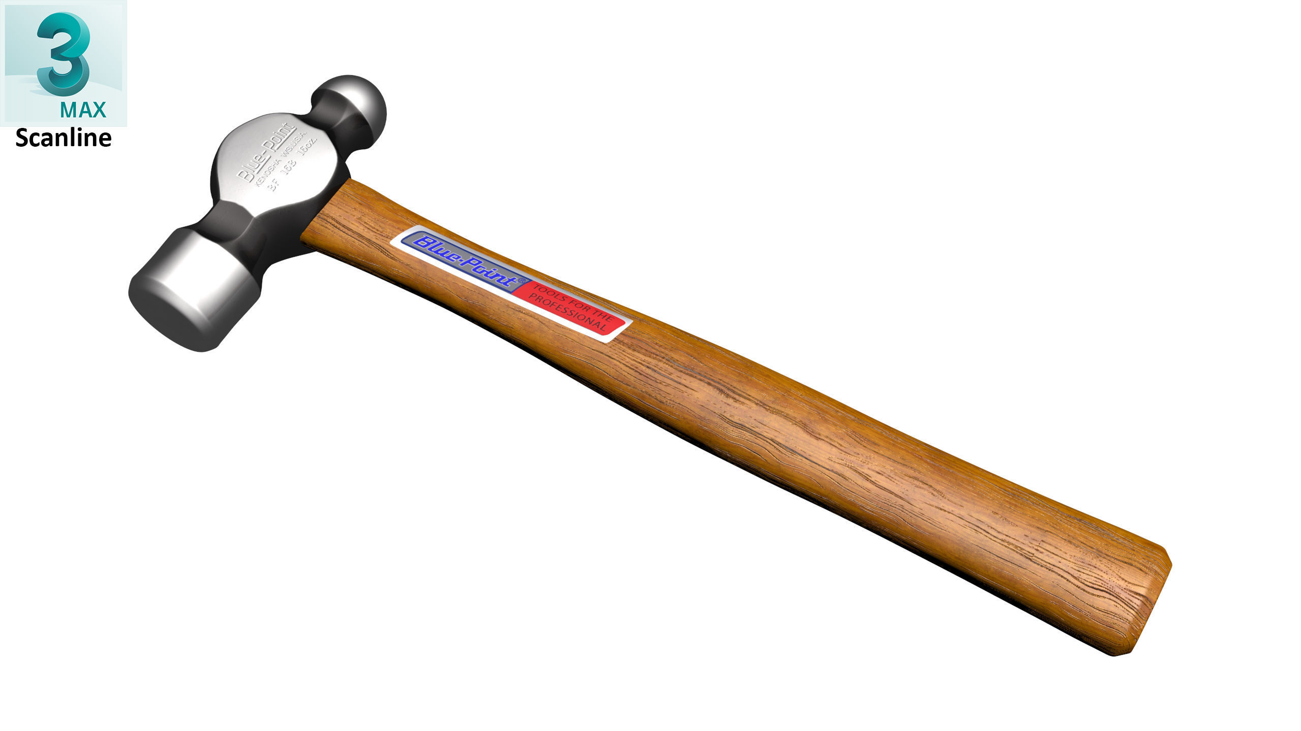 SO 16 Ounce Ballpen Hickory Hammer Low-poly 3D model_28