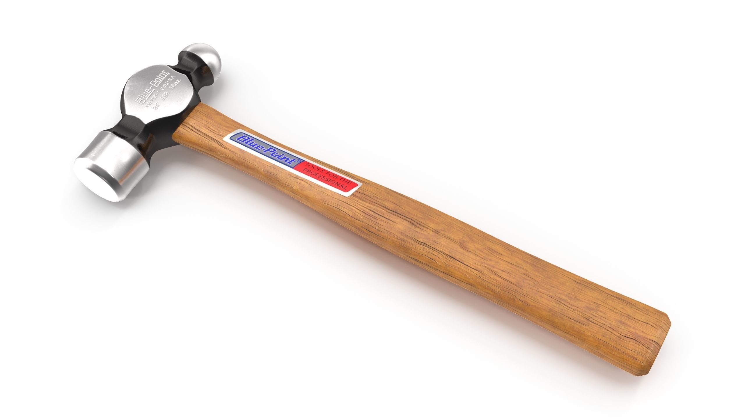 SO 16 Ounce Ballpen Hickory Hammer Low-poly 3D model_27