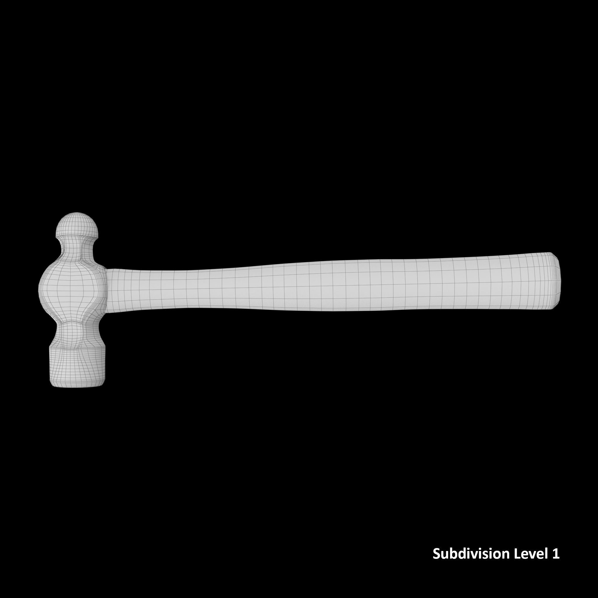 SO 16 Ounce Ballpen Hickory Hammer Low-poly 3D model_9