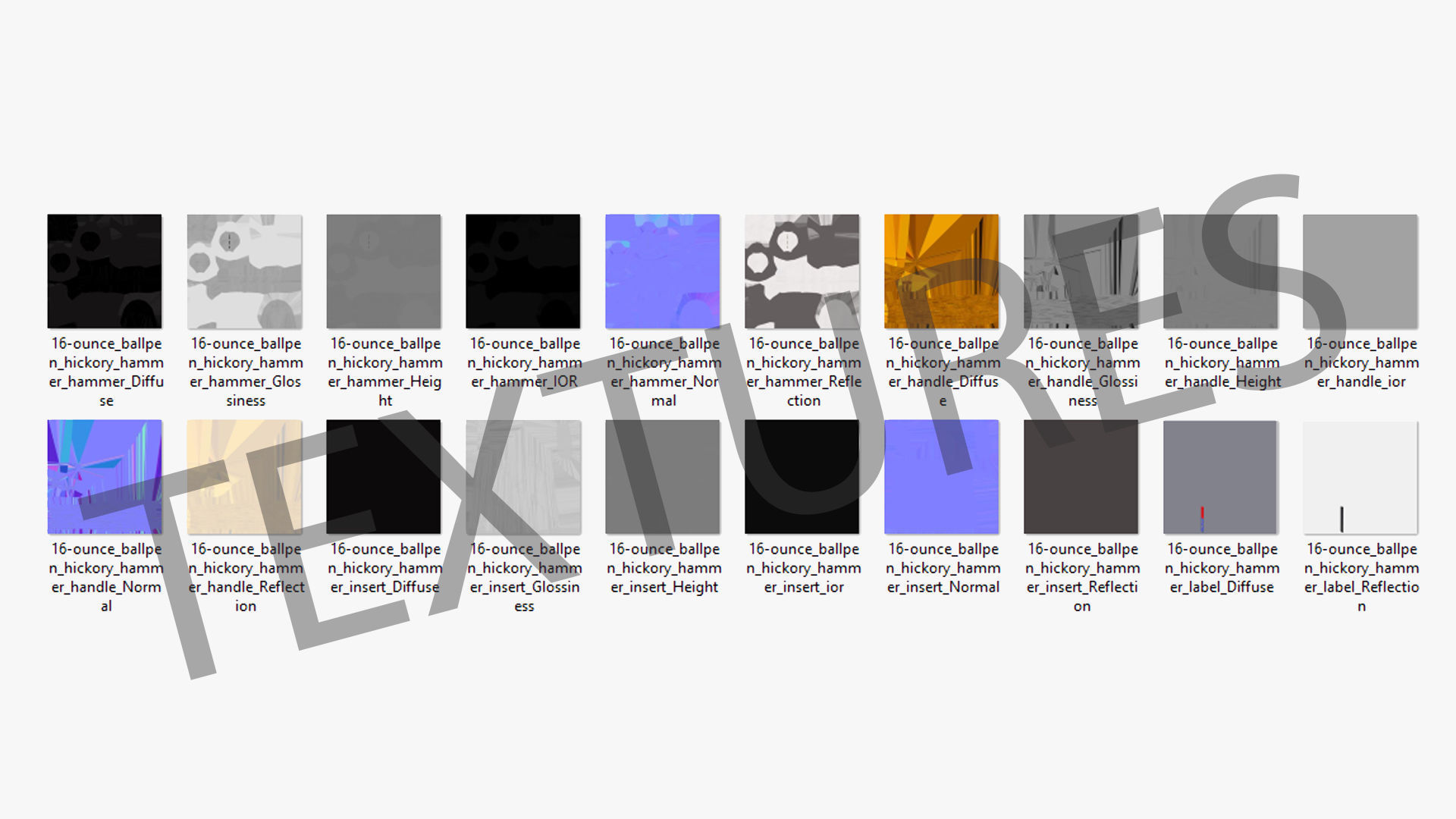 SO 16 Ounce Ballpen Hickory Hammer Low-poly 3D model_24