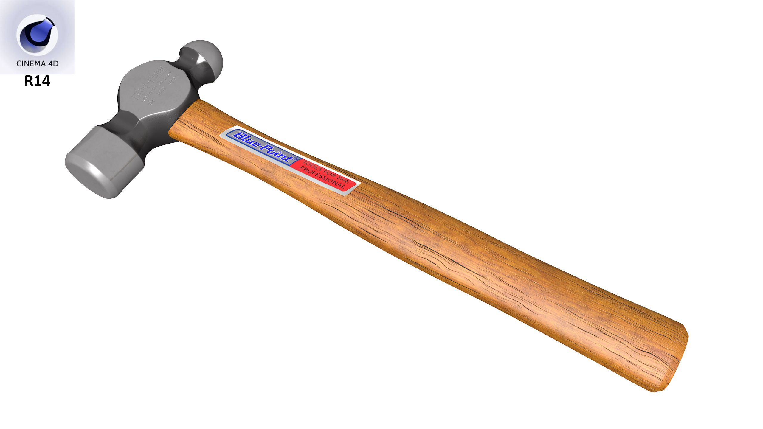 SO 16 Ounce Ballpen Hickory Hammer Low-poly 3D model_32