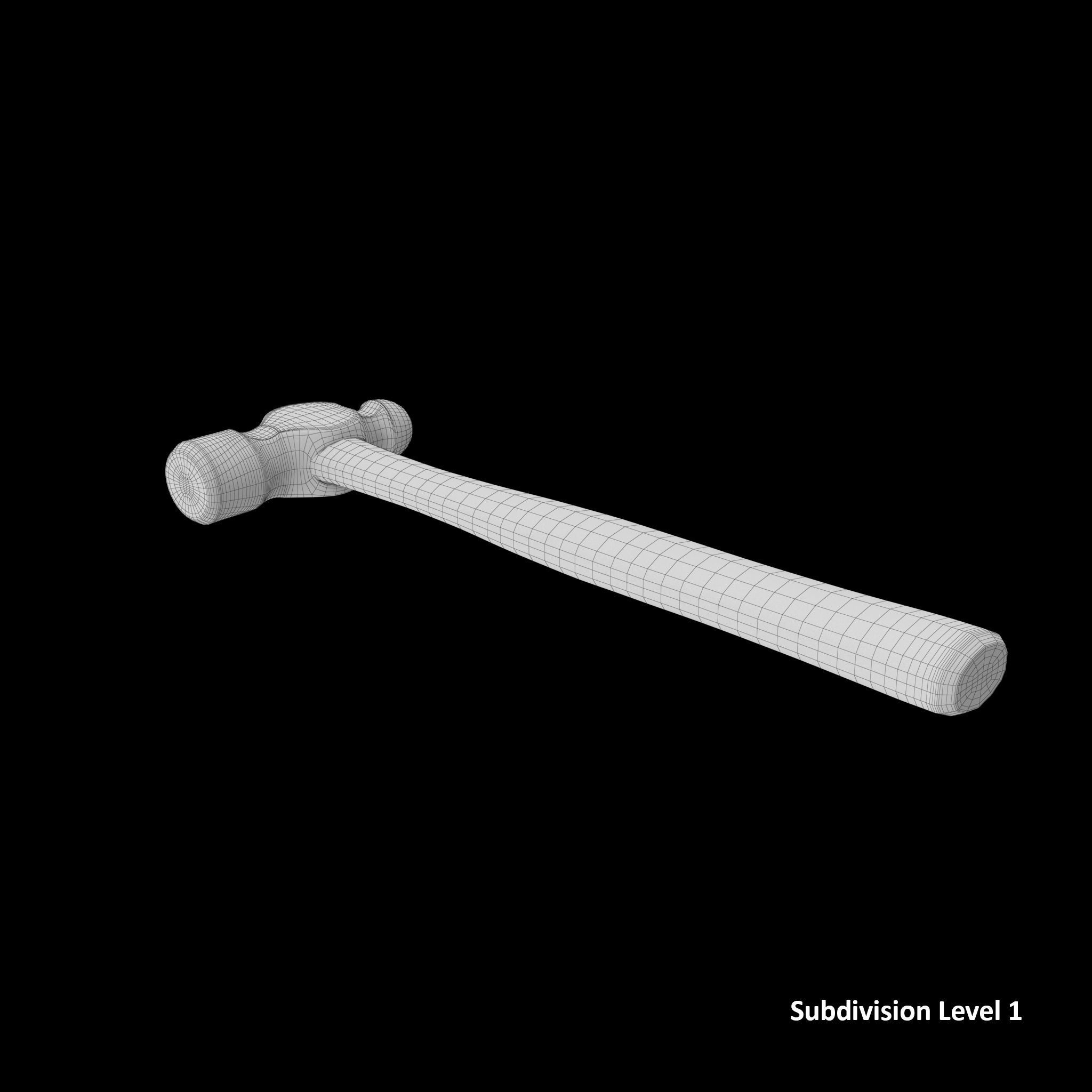 SO 16 Ounce Ballpen Hickory Hammer Low-poly 3D model_11