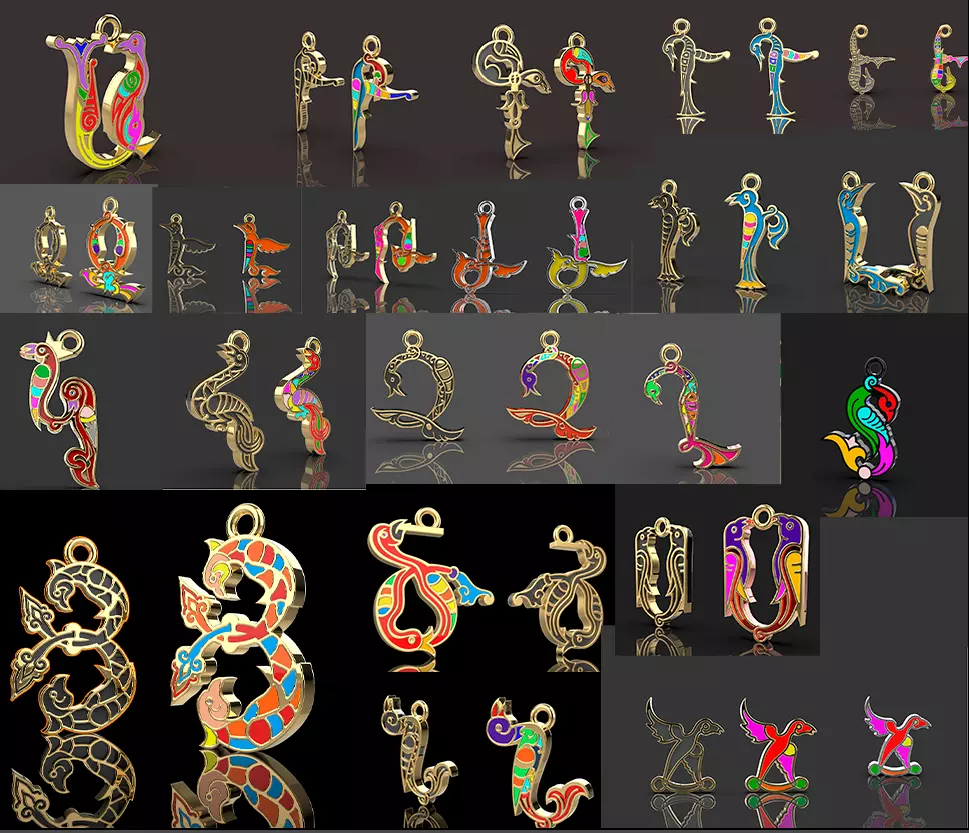 Armenian letters 3D print model_0