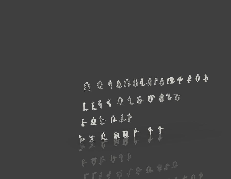 Armenian letters 3D print model_21