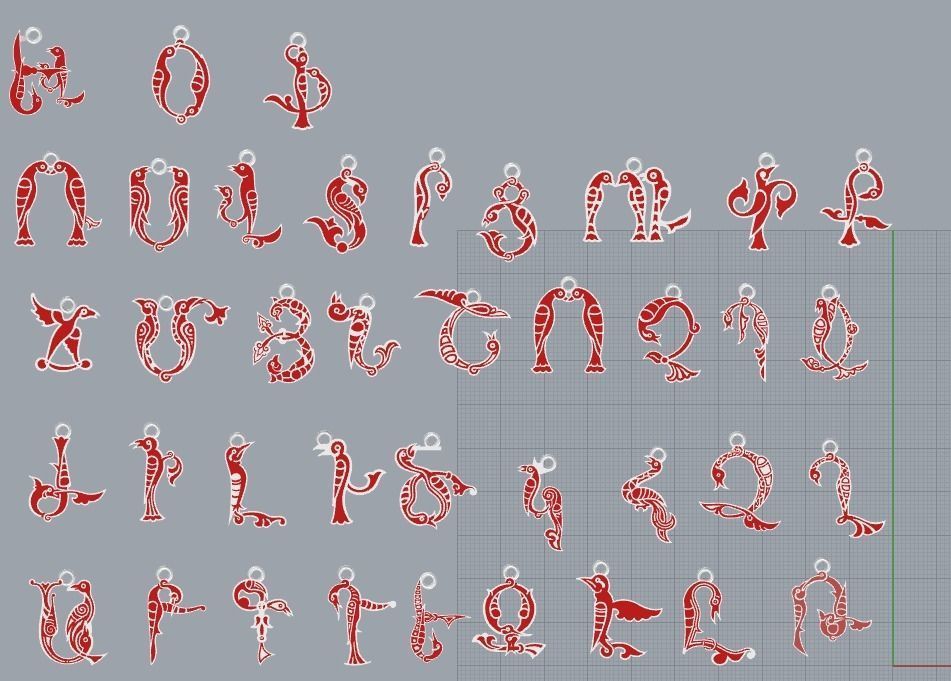 Armenian letters 3D print model_24